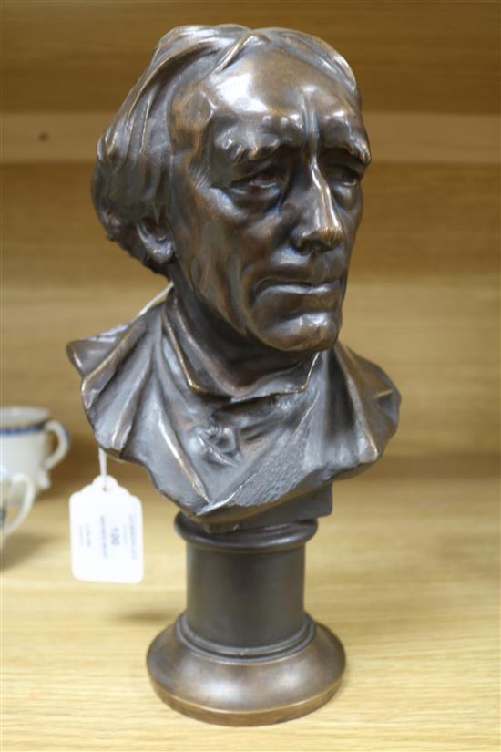 A bronze bust, Herbert Hampton, dated 1903